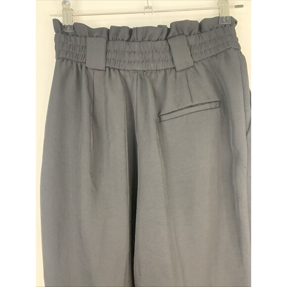 Zara High Rise Paperbag Wide Leg Black Trouser Pants Stretchy Size Small W27 L27 - Picture 5 of 9